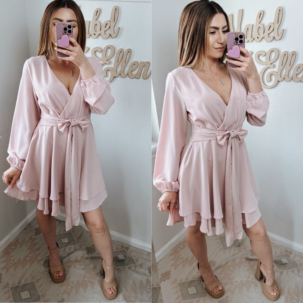 Mabel Ellen Boutique Chic feminine ruffled long sleeve flowy dress small
